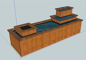 园林景观节点水池景观设计SU(草图大师)模型