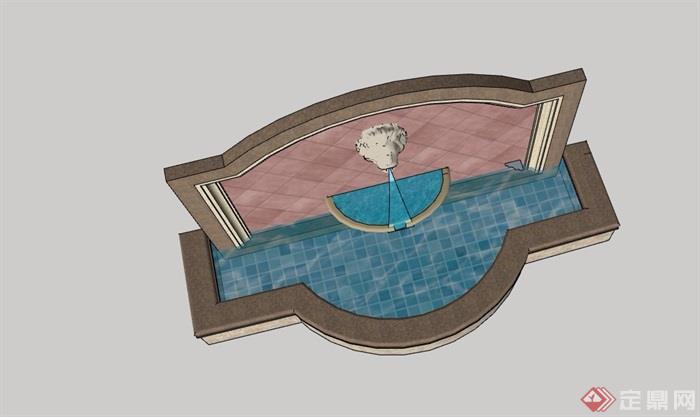 水景水池景墙素材设计su模型