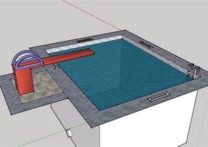 某详细的泳池详细素材设计SU(草图大师)模型