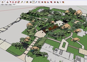 小区楼盘住宅中庭景观设计SU(草图大师)模型