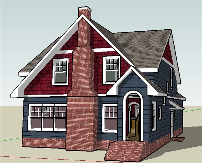 638--SketchUp构件-住宅_501-别墅，现代主义风格，坡顶，2层_4151_0(2)
