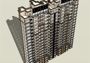 现代主义风格多层住宅高层建筑SU(草图大师)模型