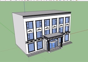 三层简单的欧式售楼部设计SU(草图大师)模型
