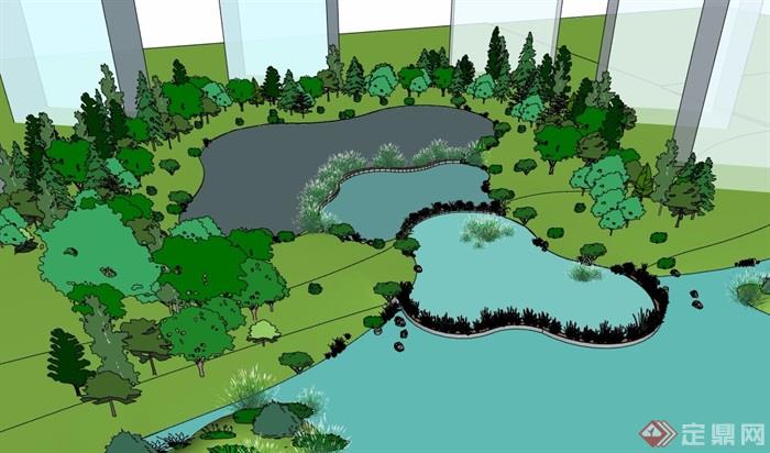 详细完整的水池景观设计su模型