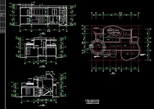 二套豪华型别墅建筑cad方案图