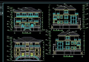 仿古别墅建筑详细设计cad施工图