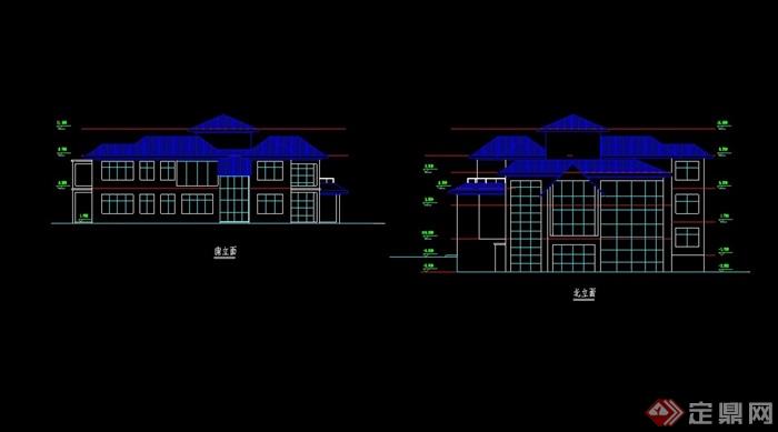 3层现代别墅cad方案图纸带效果图