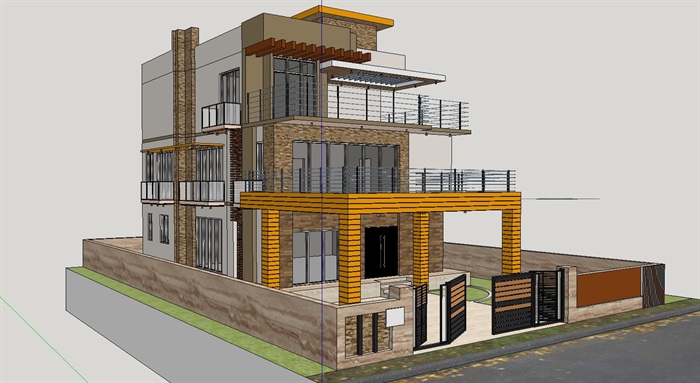 16-别墅三层房子建筑模型(3)
