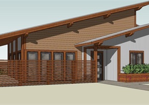 木质太阳能木房子设计SU(草图大师)模型