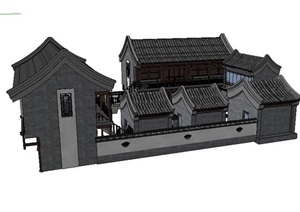 中式建筑院落民居建筑SU(草图大师)模型