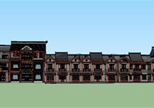民国风格商业街建筑房子SU(草图大师)模型