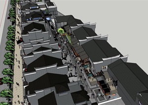 中式步行街商业街风情街SU(草图大师)模型