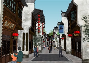 中式古典风格徽派商业街