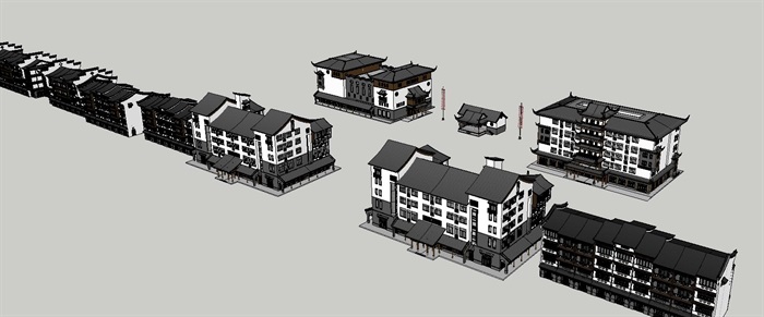 古镇中式住宅建筑SU模型