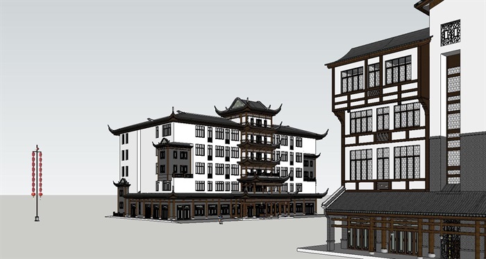 古镇中式住宅建筑SU模型