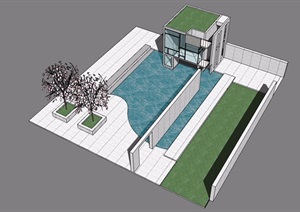 水池水景素材设计SU(草图大师)模型