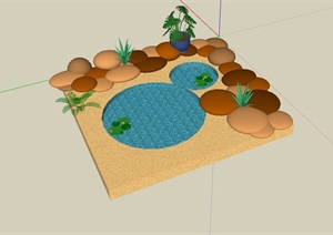 园林景观节点水池设计SU(草图大师)模型