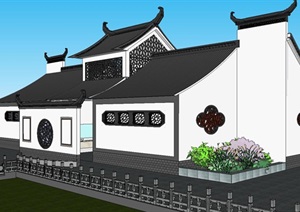 中式风格建筑公厕SU(草图大师)模型