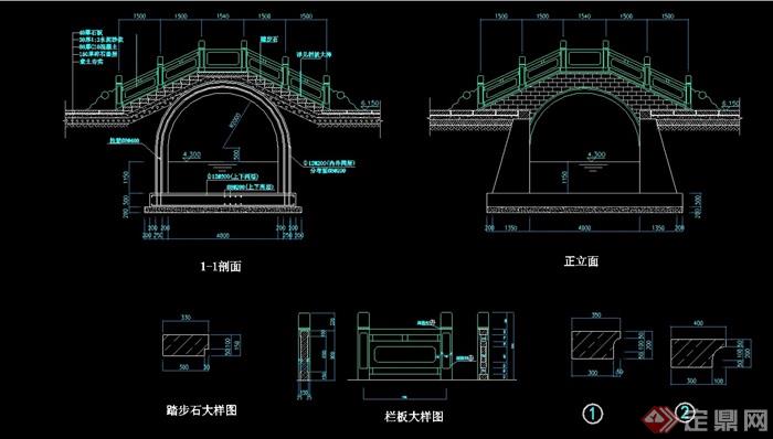 中式详细的园桥完整设计cad施工图