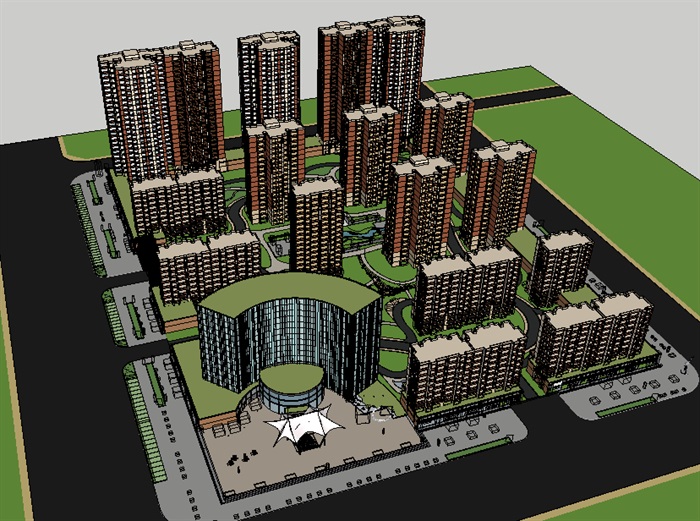 08--居住住宅小区建筑景观模型(3)