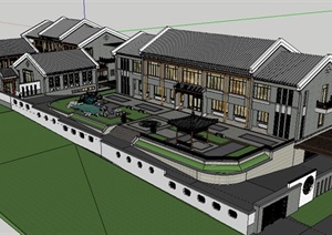 中式风格庭院建筑设计模型图