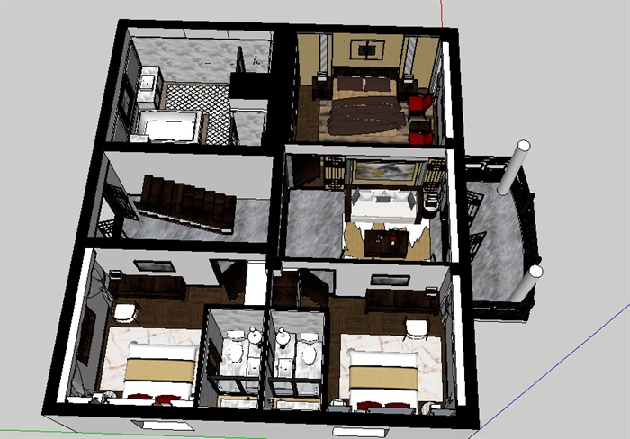 01--别墅2F室内设计图模型(1)