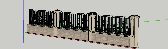 05--12幼儿园围墙铁艺栏杆SU模(2)