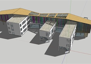 现代创意折板屋顶体块咬合式儿童活动中心幼儿园设计