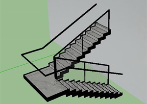 现代风格室内剪刀楼梯模型