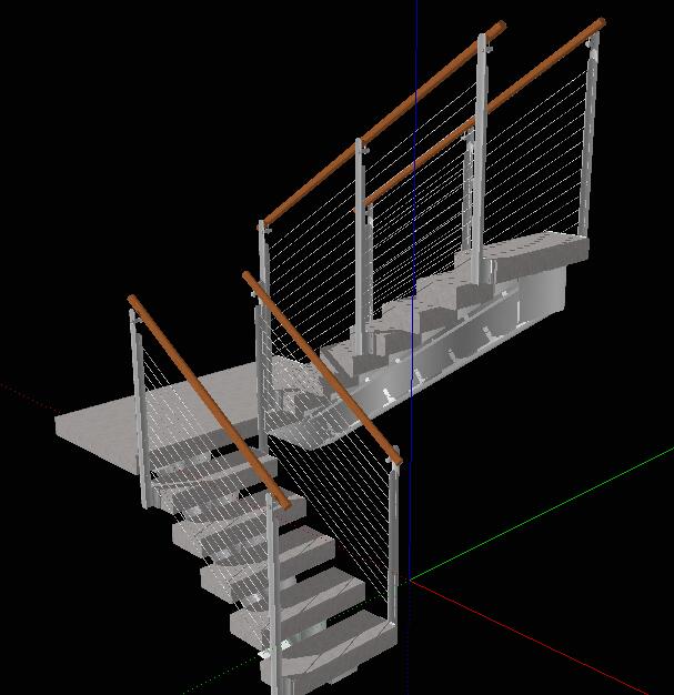 28--不锈钢剪刀楼梯SU模型(1)
