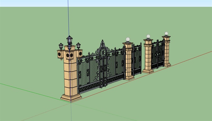 铁艺栏杆围墙大门素材设计su模型