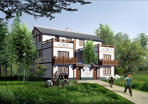 中式三层民居住宅别墅设计jpg方案及效果图