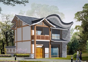 中式小户型住宅别墅jpg方案及效果图