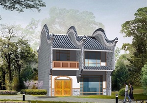 中式两层私人住宅别墅设计jpg方案及效果图