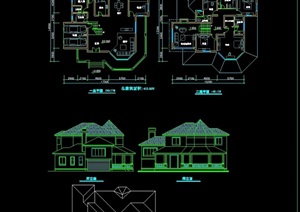 三套别墅设计cad方案