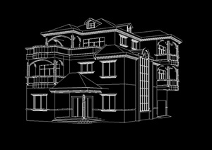 欧式三层别墅扩出图带结构cad施工模型