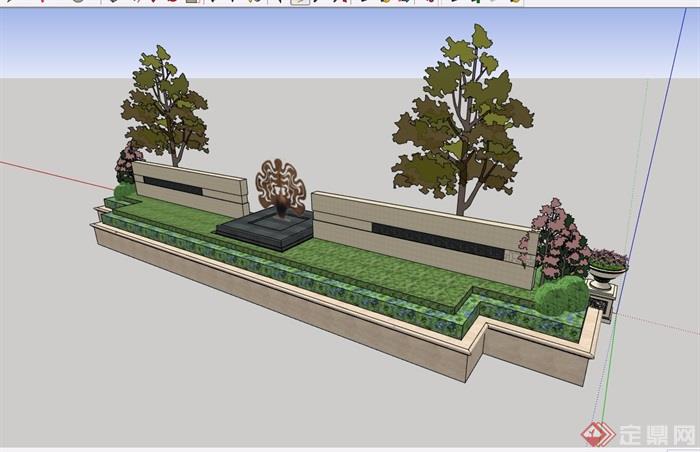 详细的种植池景墙素材设计su模型
