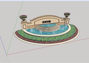 详细的水池景墙素材设计SU(草图大师)模型