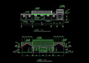单层四合院住宅建筑平立面CAD图纸