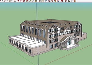 欧式独特多层详细的会馆会所建筑设计SU(草图大师)模型