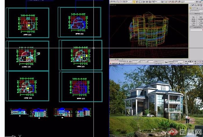 欧式多层别墅cad方案图纸、效果图、3DMAX模型