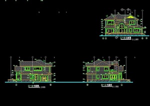 欧式多层详细别墅设计cad方案建筑图