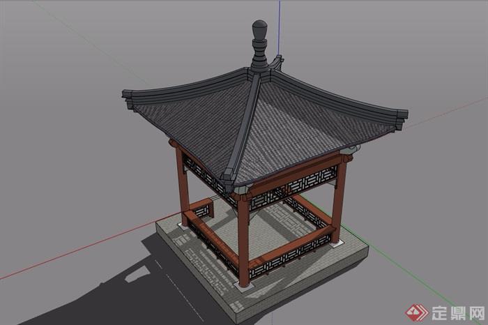 古典中式风格详细的中式凉亭su模型