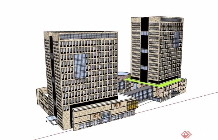 详细的整体商业办公楼设计su模型