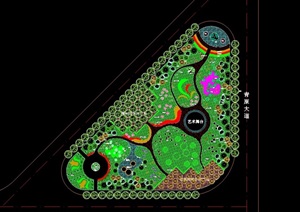 三角岛小游园绿化cad方案