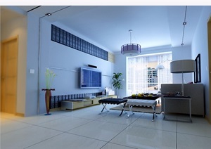 现代风格详细的完整住宅室内装饰3d模型及效果图