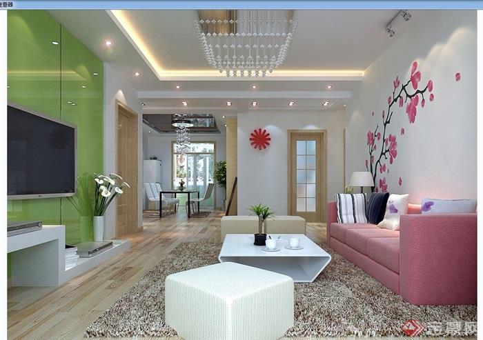 详细的完整住宅室内装饰设计3d模型及效果图