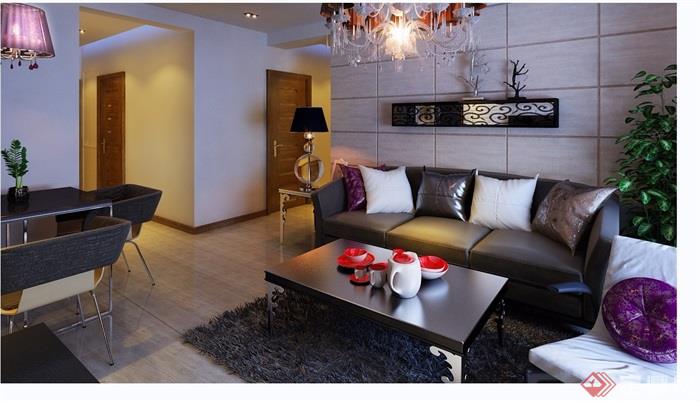 详细的整体客厅空间装饰设计3d模型