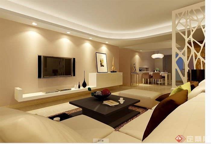 详细的整体完整室内客厅装饰3d模型