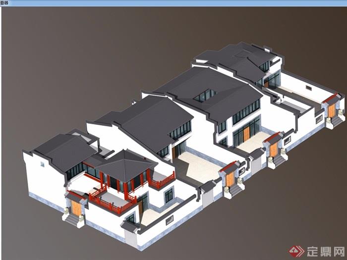中式四合院别墅建筑设计cad方案图